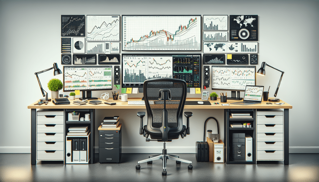 Promo image showing trading desk setup