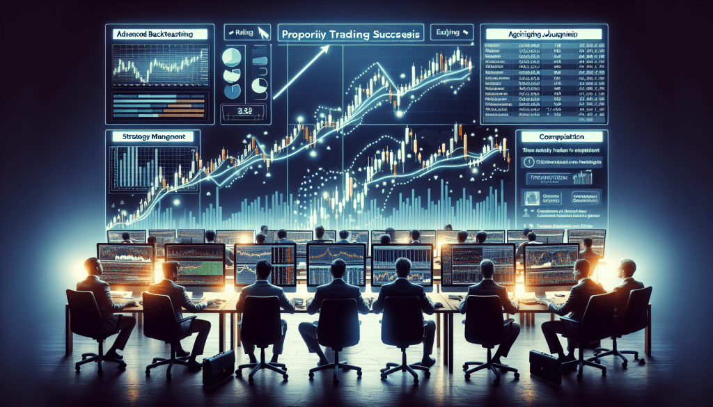 Interface screenshot of backtesting tools displaying key metrics for prop trading