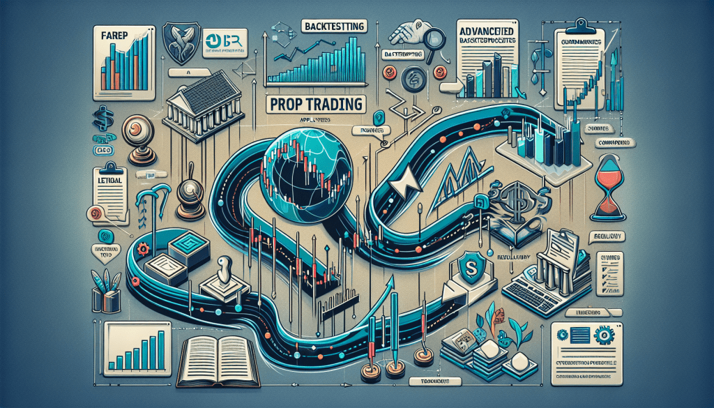 Infographic showing key metrics of prop trading application process with backtesting reports