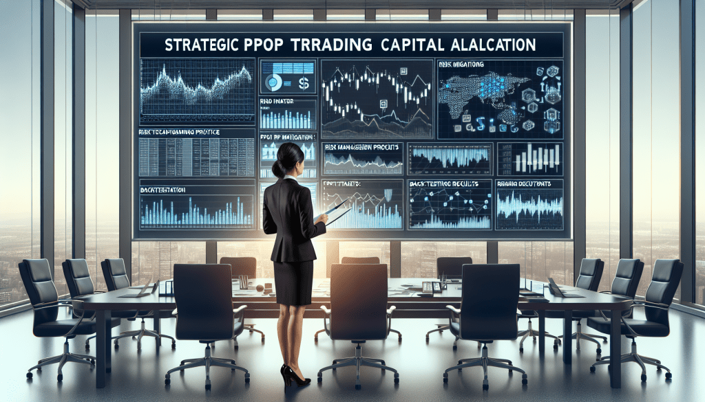 Dashboard showing prop trading capital allocation strategy with key metrics
