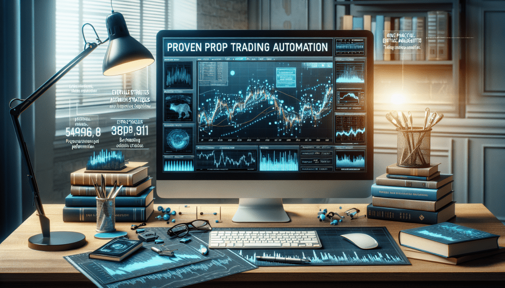 Screenshot of a prop trading automation dashboard showing real-time data and backtesting metrics