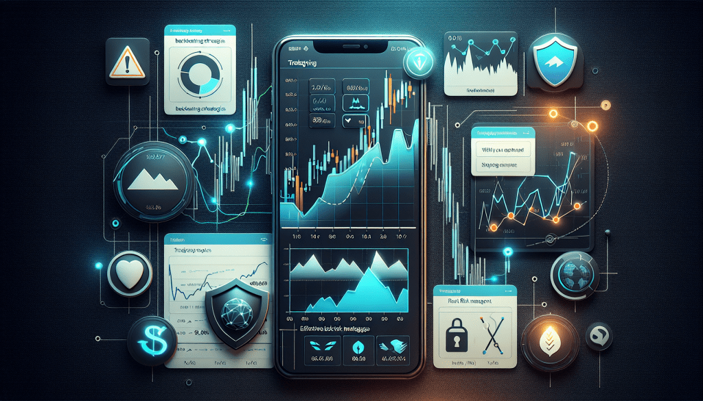 Prop trading mobile app interface showing a detailed backtesting report with key metrics